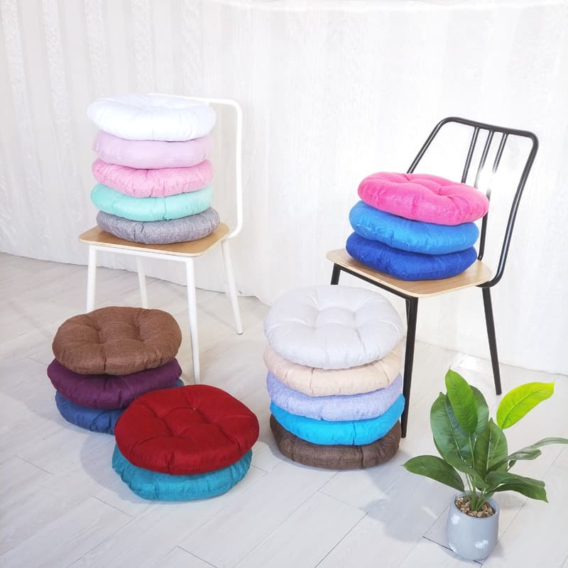 Cross-border round solid color imitation linen cushion, Nordic bun cushion, fresh Japanese-style floor cushion, tatami mat seat