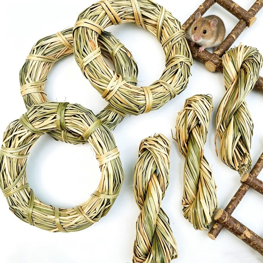 Pet Supplies Decorative Rattan Ring Grass Ring Hand-Woven Ring Pet Chew Toy for Rabbits, Hamsters, Birds