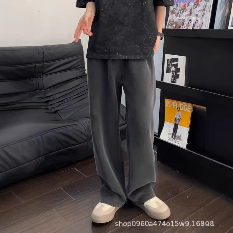 American Retro Washed Heavyweight Sweatpants for Men and Women, New Draped Wide-Leg Pants, Loose BF Lazy Style Straight-Leg Trousers