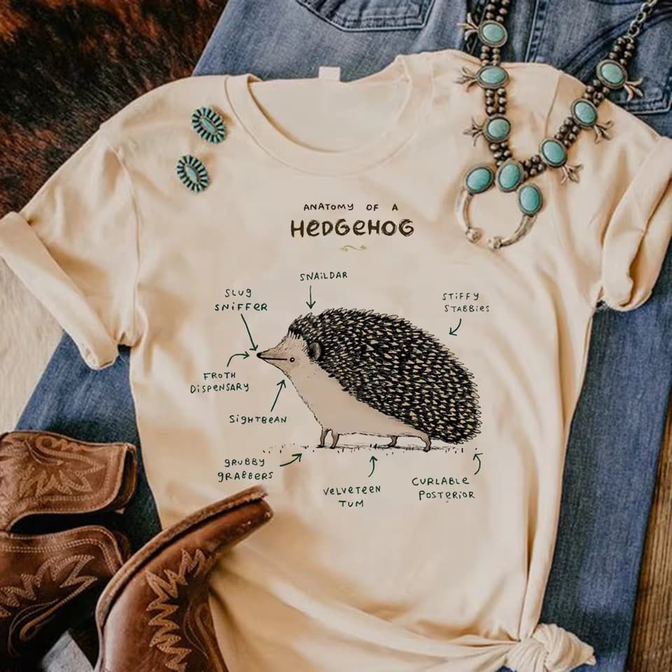 Hedgehog T-Shirt Women Comic Streetwear Summer T-Shirt Female