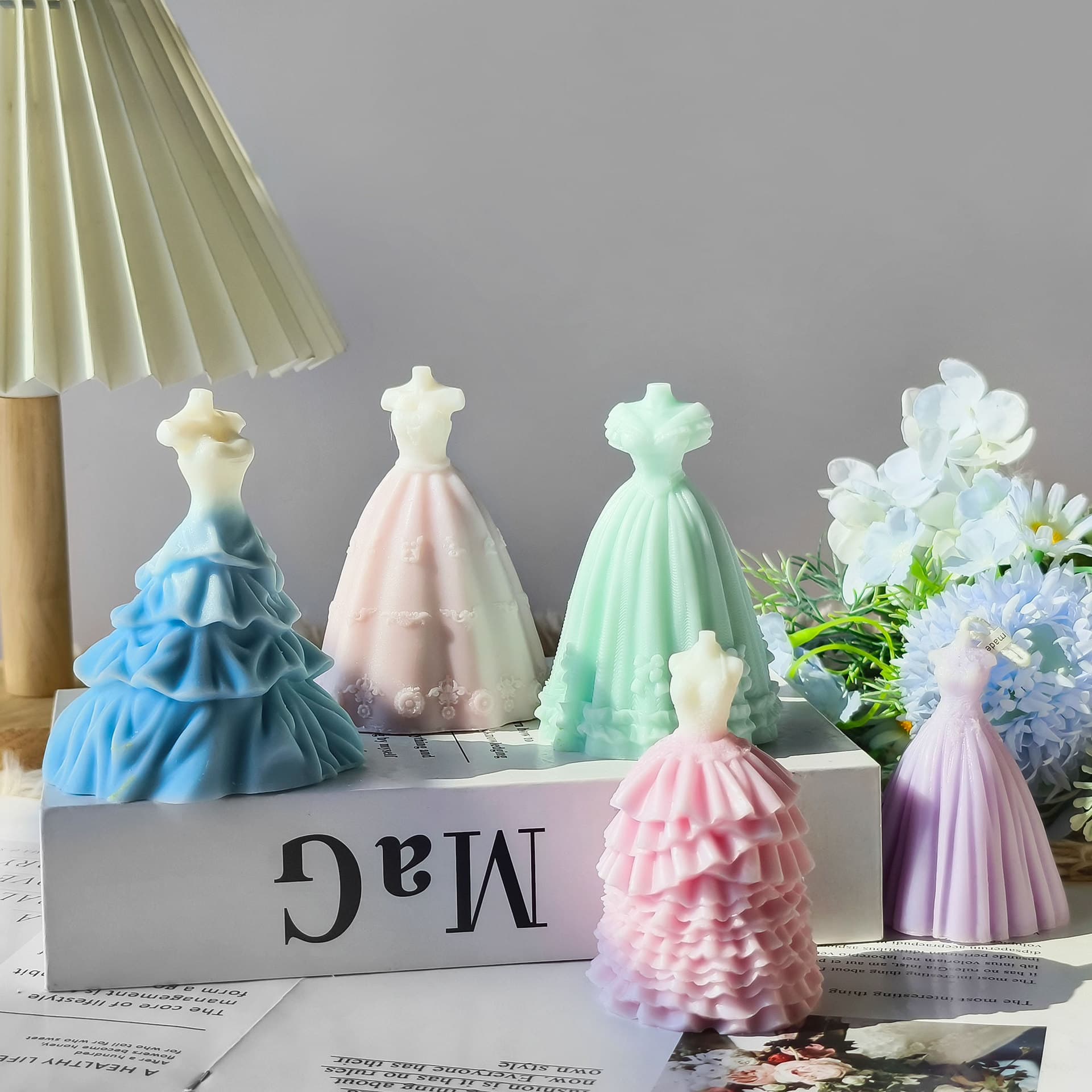Jiahuimei Mold 3D Wedding Dress Candle Silicone Mold DIY Wedding Dress Epoxy Candle