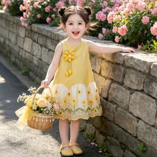 Girls' Dress Summer 2026 New Stylish Children Sweet Vest Dress Baby Garden Princess Dress
