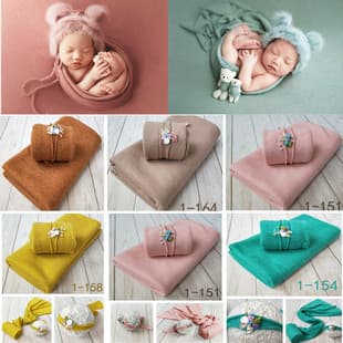 New Newborn Photography Prop Knitted Wrap, Soft Baby Knit Blanket, High Elasticity, Multi-Color Blanket