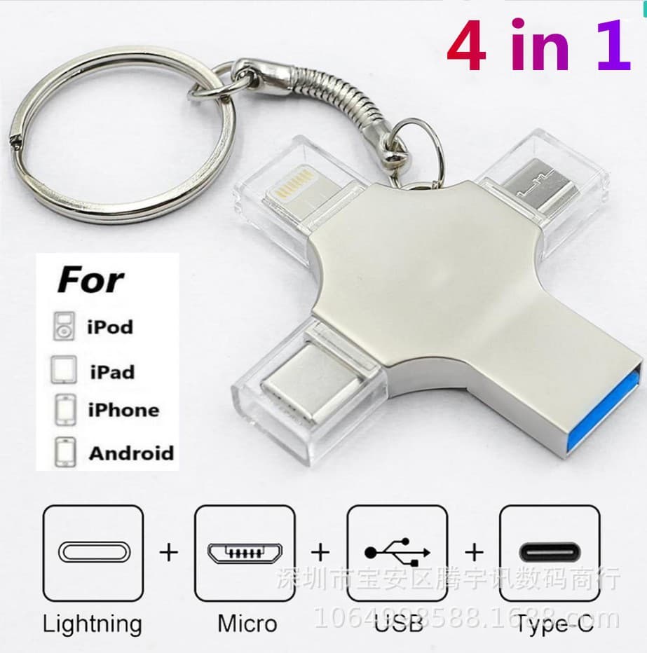 Mobile USB four-in-one suitable for Apple Lightning Huawei Android OTG cross-border e-commerce USB 1TB 2TB