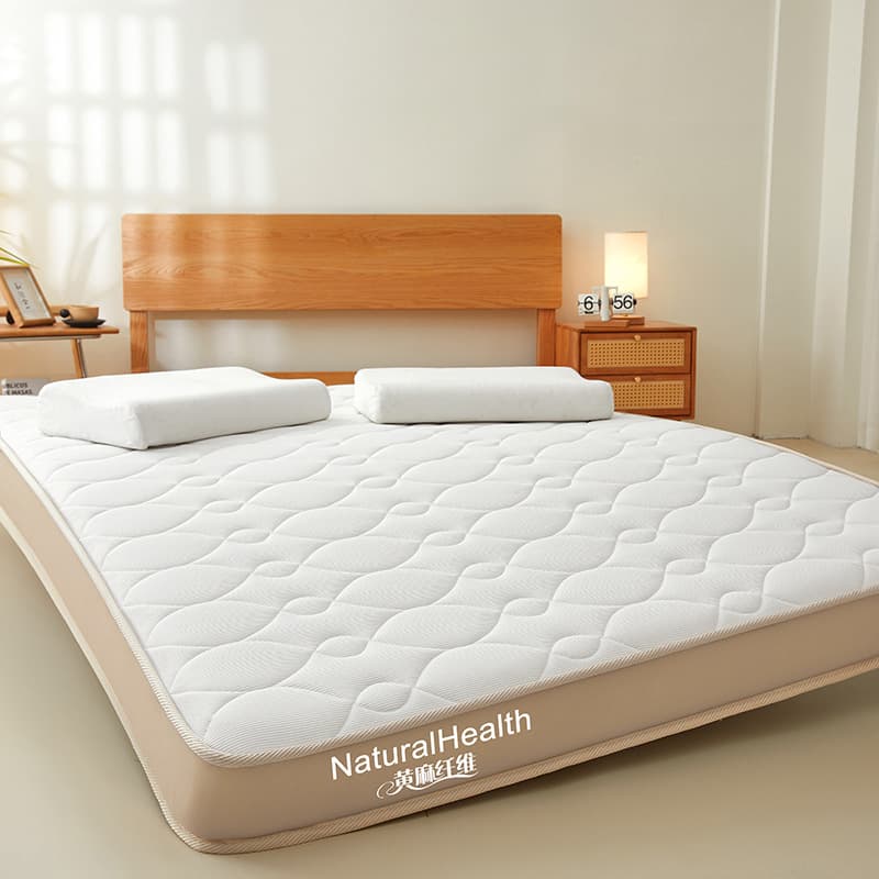 Spine-protecting, hard memory foam latex mattress, high-density support without collapse, rolled and compressed for home bedroom use.