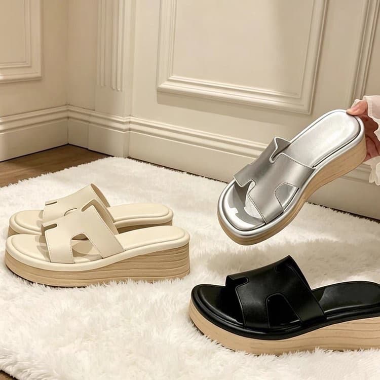 7cm Rope Sole Platform Wedge Beach Sandals for Women Summer Outdoor Roman Style Slides