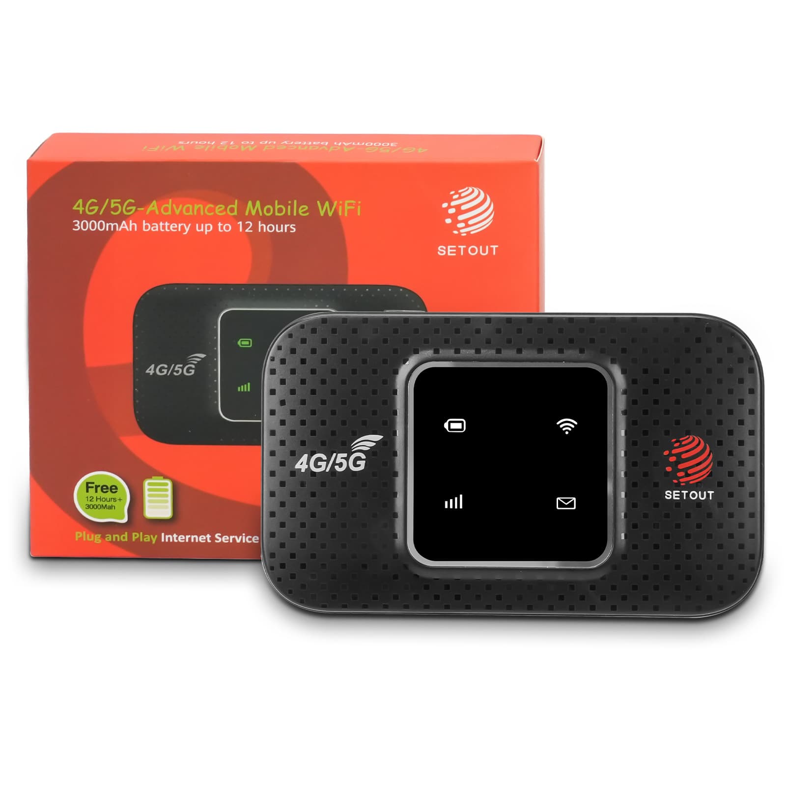 SETOUT E150 Plus 4G Wireless Router with built-in 3000mAh battery, 4G European version, full-band.