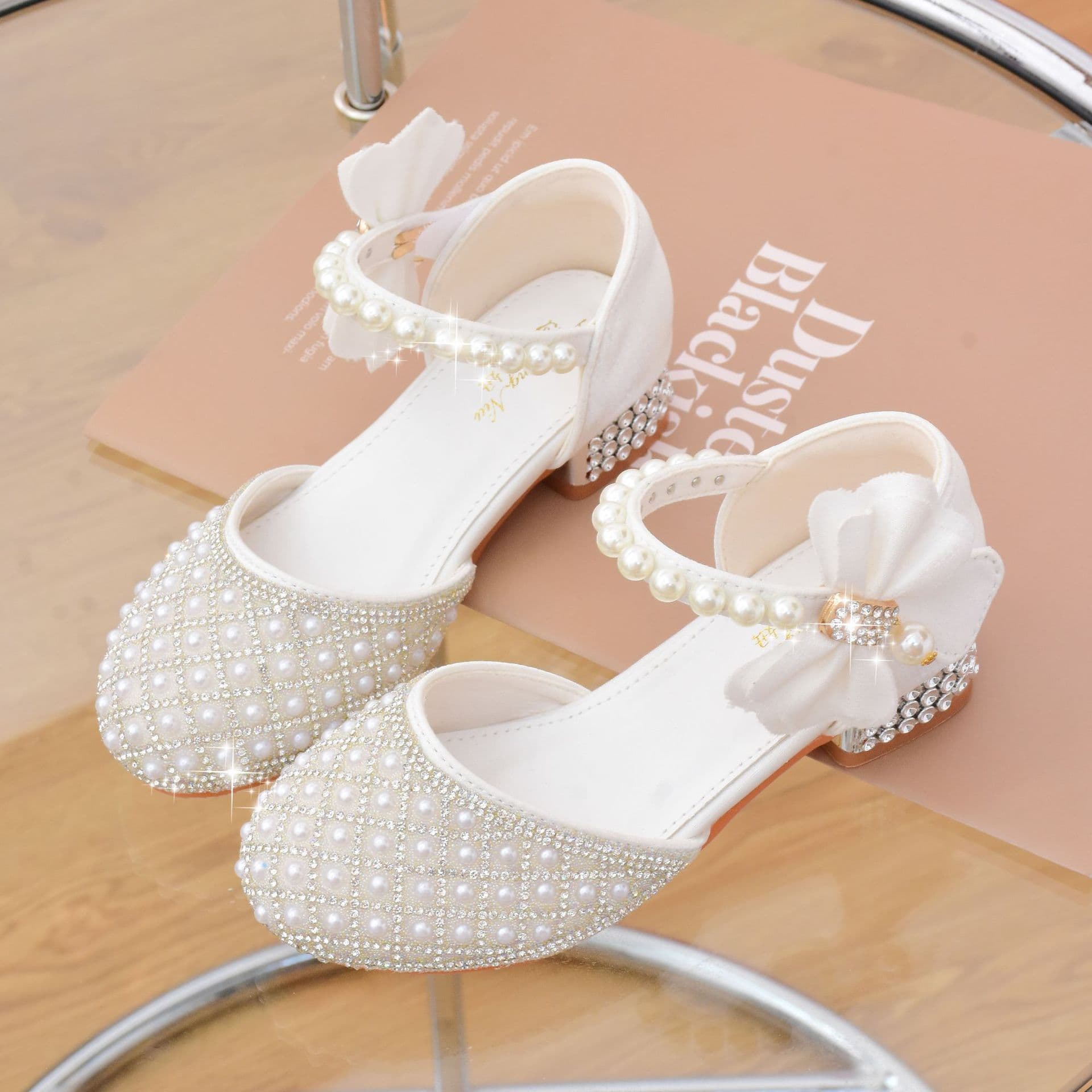 Children's Shoe Factory Wholesale Princess Shoes Girls Crystal White High Heels Dress Summer Kids Shoes Model Performance Shoes