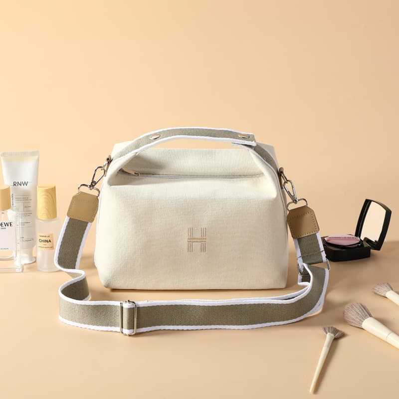 Color-Block Canvas Bag Large Capacity Ins-Style Cosmetic Bag High-Fashion Waterproof Crossbody Handbag Simple and Convenient