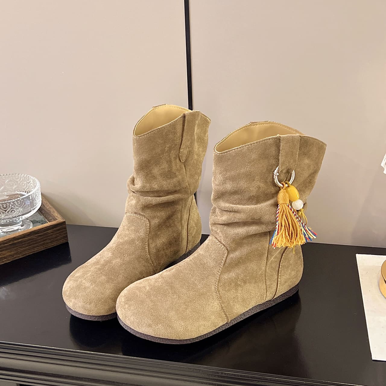 Ethnic Style Retro Chunky Heel Short Boots for Women 2026 Summer New Collection, Pairs with Dresses, Martin Boots, Soft Sole, Soft Leather, Birkenstock Style