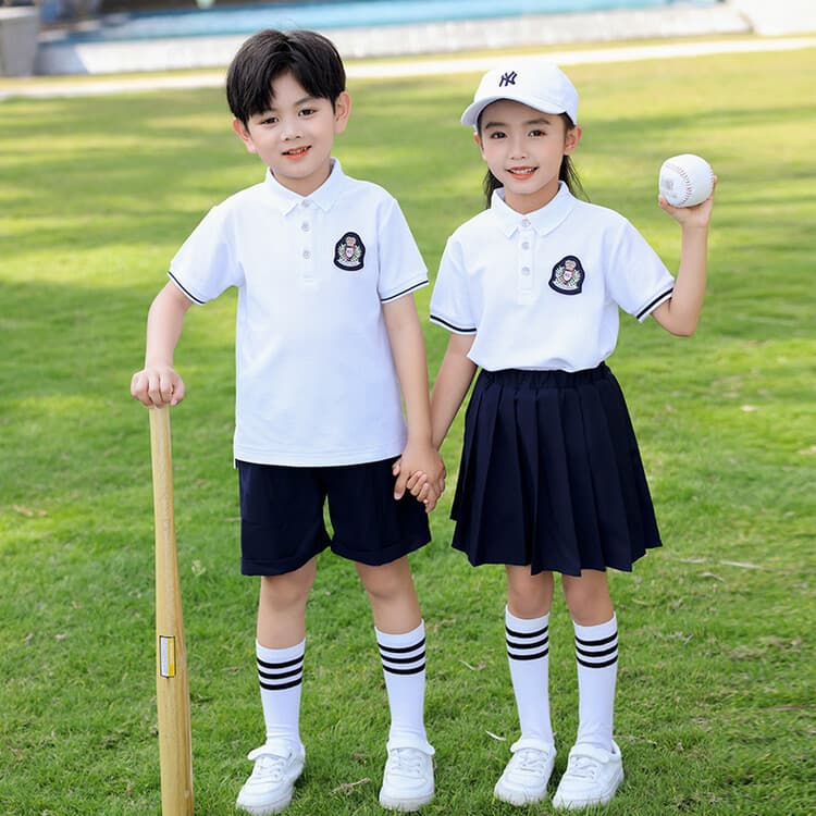 Kindergarten Summer Uniform, Elementary School Student Uniform Set, Graduation Outfit, Summer British Style White Dress Class Uniform