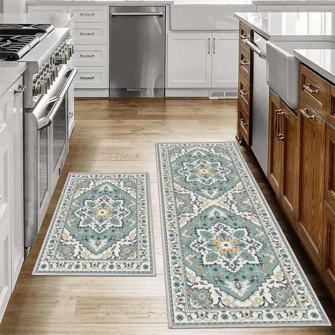 Retro Ethnic Style Kitchen Set Carpet, Long Strip Floor Mat, Entrance Hall Floor Mat, Stain-Resistant and Wear-Resistant Kitchen Mat Wholesale