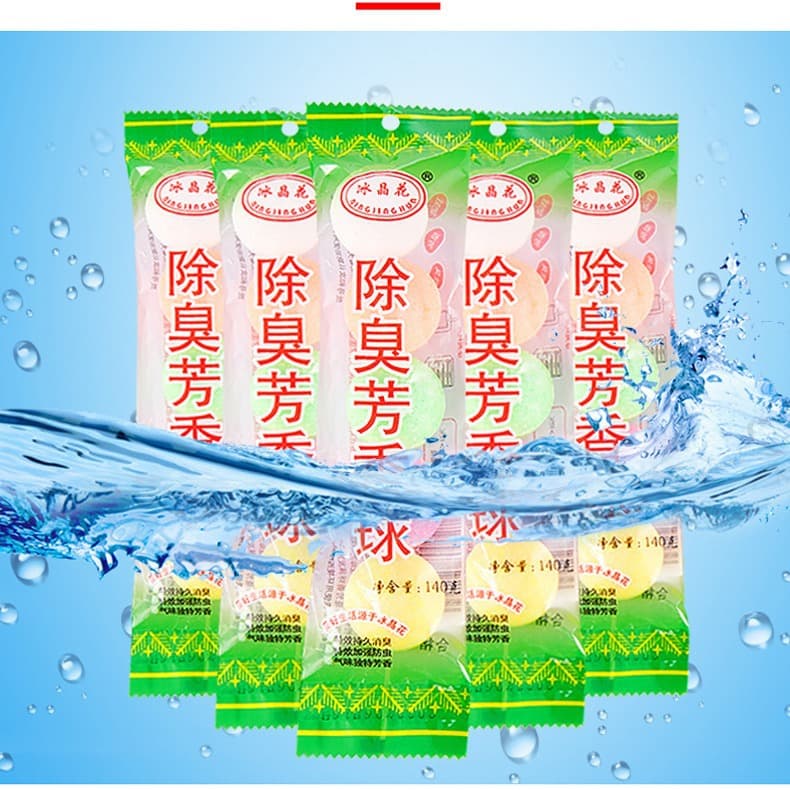 In-stock deodorizing aromatic balls, urinal deodorizer, hygiene balls for toilet and bathroom odor control, toilet cleaning spheres.