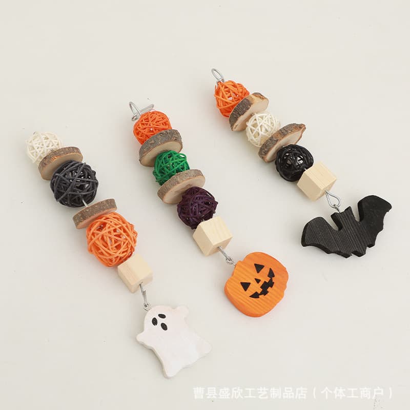 Pumpkin Decoration Bird Toy Swallow Budgie Canary Chewing Set Toy Rattan Ball Wooden Bird Supplies