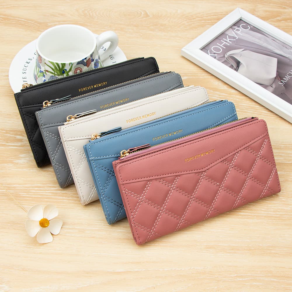 Women's Long Wallet Quilted Ins Style Student 2-Fold Wallet Wholesale Women's Long Wallet