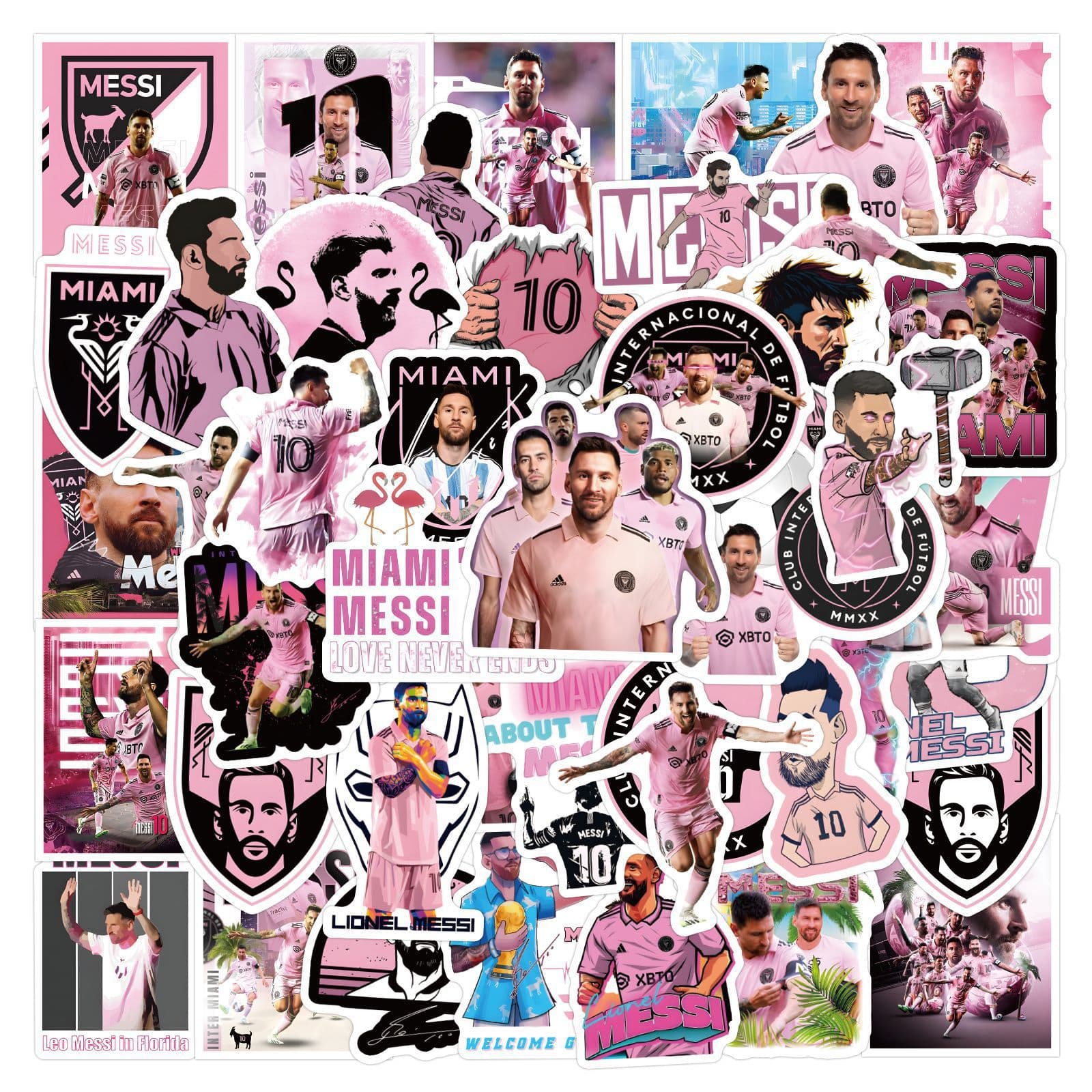 50 football star Messi stickers for luggage, laptop and mobile phone case, personalized waterproof stickers Messi