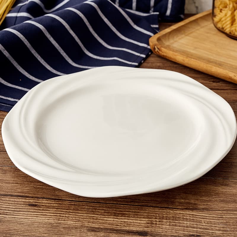 White Porcelain Western Dinner Flat Plate Steak Plate Hotel Supplies Ceramic Tableware Shanxi Huairen Ceramic Plates