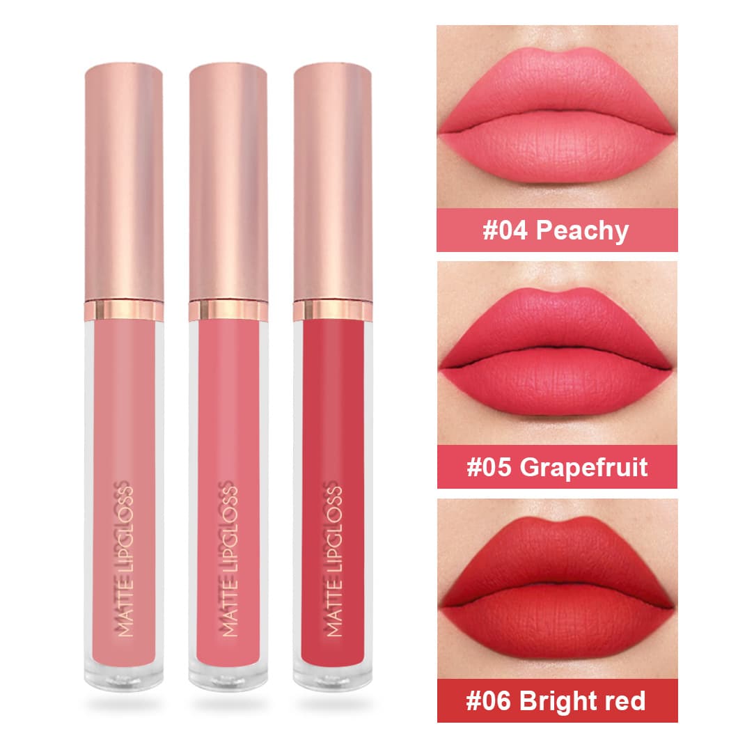3-Piece Cross-Border Nude Lip Gloss Set, Non-Stick Cup, Long-Lasting Lip Color, Velvet Matte Kit