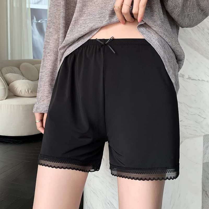 Women's Summer Lace Loose Anti-Exposure Plus Size Safety Shorts, Breathable Ice Silk Underwear Shorts