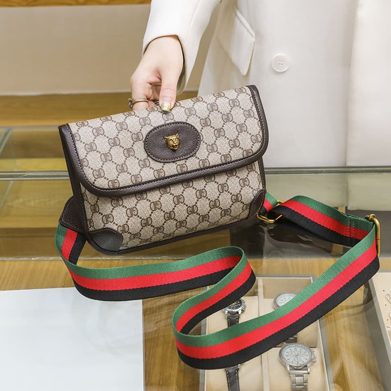 G Brand Double Tiger Head Waist Bag G Xiao Zhan Same Style Bag New 2026 Men's and Women's Crossbody Chest Bag Saddle Bag