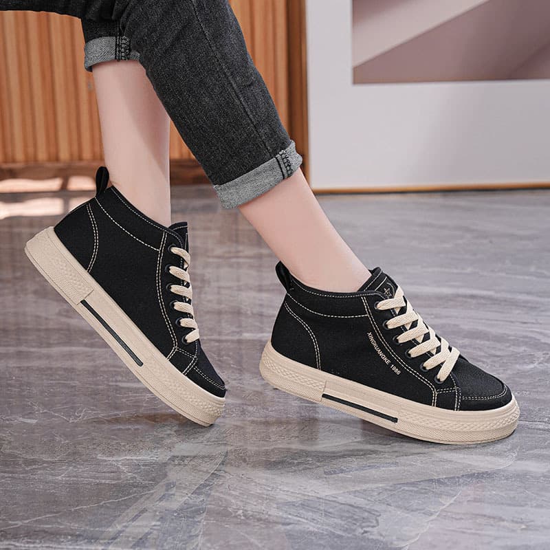 High-top canvas shoes for women 2025 spring new arrival versatile fashion soft sole casual high-top sneakers TikTok hot style