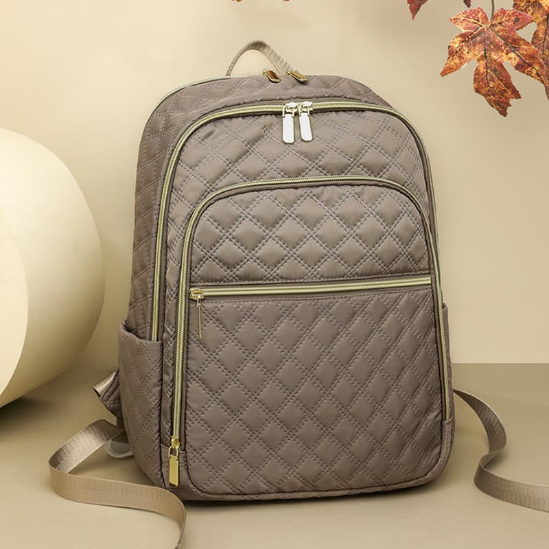 2025 New Women's Travel Backpack Laptop Bag Casual Large Capacity Diamond Quilted Lightweight Oxford Cloth Backpack