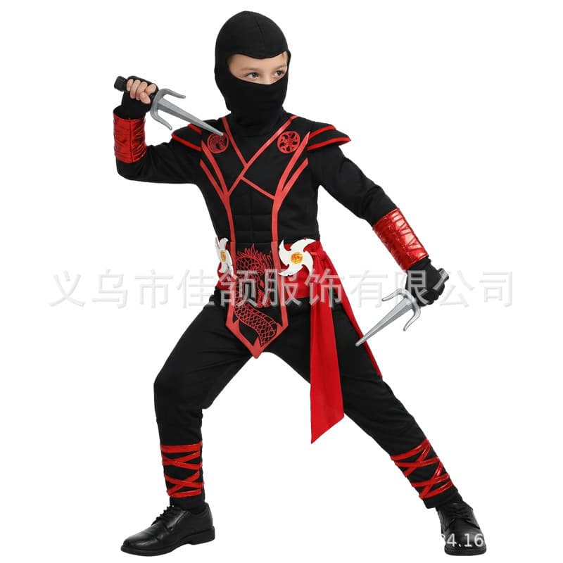 Children's Japanese Samurai Ninja Cosplay Costume Masked Warrior Ninja Game Suit One-piece Performance Costume