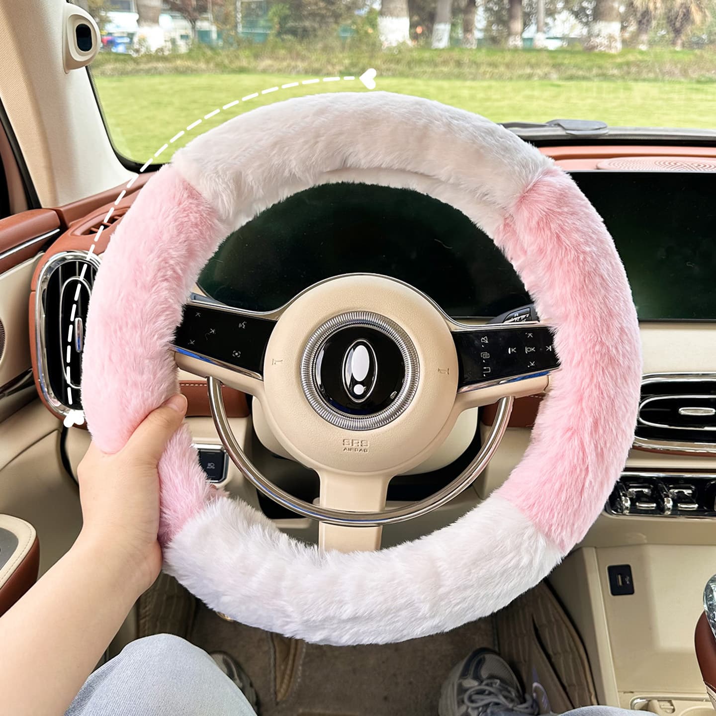 Autumn and winter car short plush steering wheel cover universal warm anti-slip short plush cute winter handlebar cover for men and women