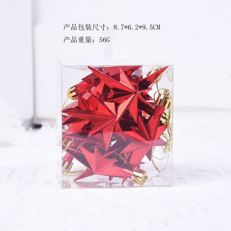 2024 New Cross-Border Hot Selling Plastic 12pcs Christmas Irregular Star Pendant Christmas Tree Decoration Electroplating Factory