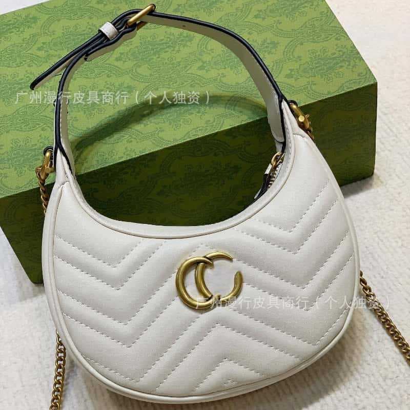 New marmont Marmont half-moon armpit bag genuine leather chain wavy moon bag shoulder handbag women's bag