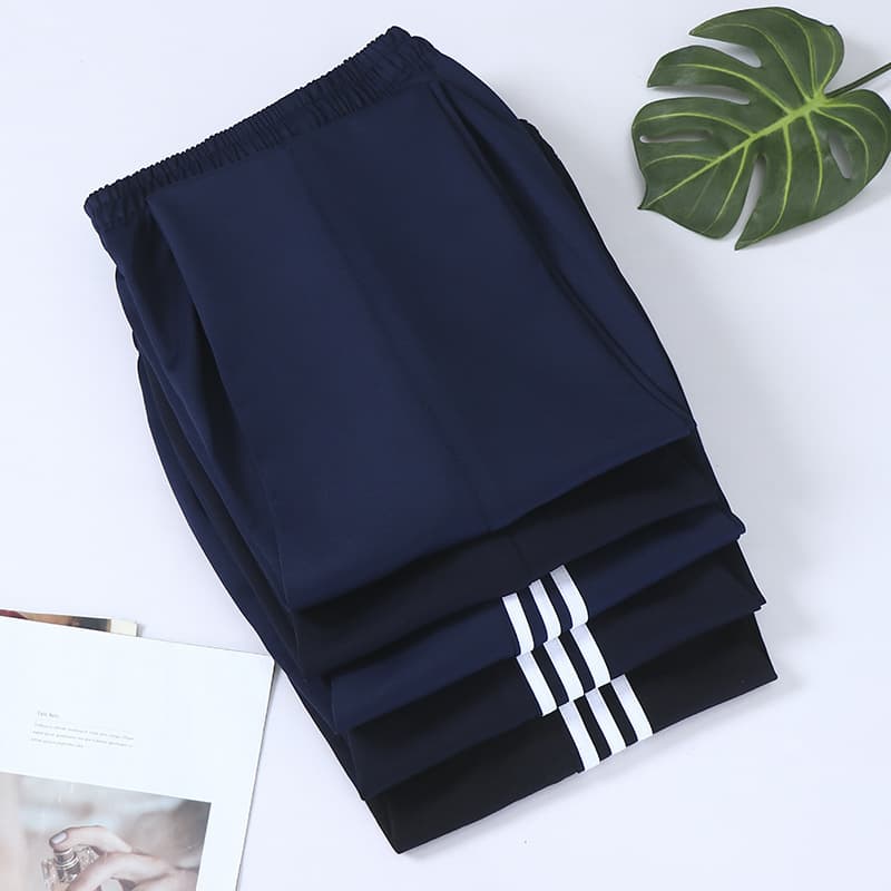 Spring and Autumn Style South Korean Silk Unisex School Uniform Pants Manufacturer Wholesale Navy Three Stripes Dark Blue Clean Version School Uniform Pants