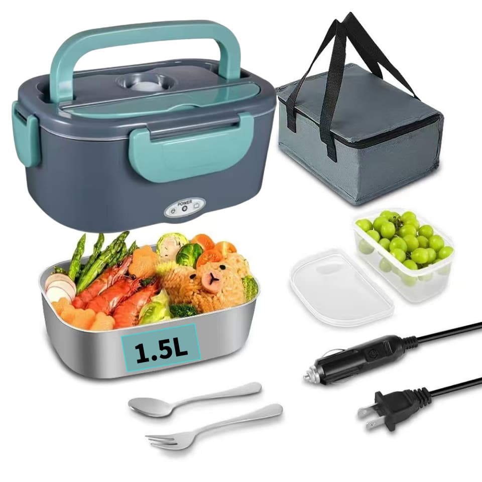Cross-border electric lunch box, home and car dual-use, 2-in-1 plug-in thermal heating lunch box, gift item