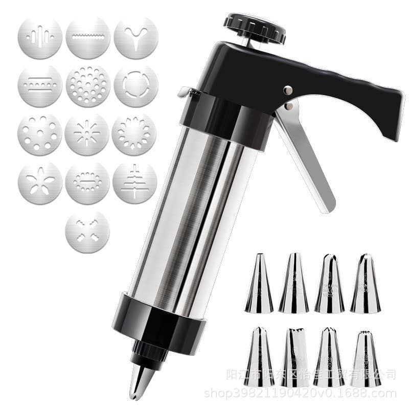 Cookie Press Gun Set Household Stainless Steel Cookie Maker Cake Cream Piping Tool DIY