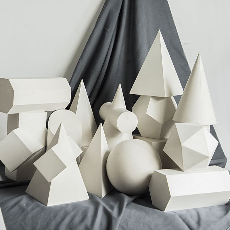 Free Shipping 16-Piece Plaster Geometric Shapes Art Sketching Plaster Figure Models Large Size