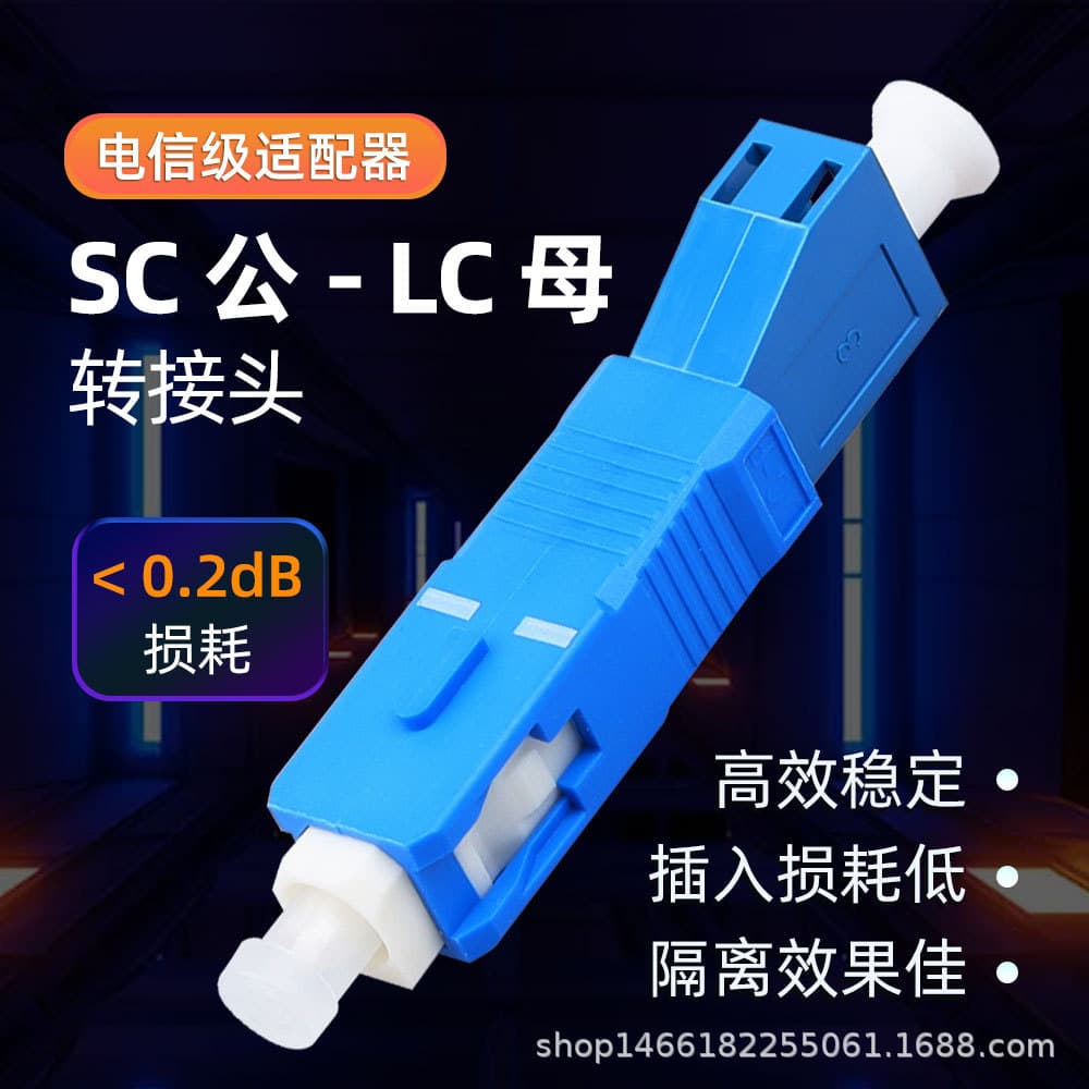 Fiber Converter SC Male to LC Female, Small Square Head for Optical Power Meter and Red Light Pen, Coupling Flange Adapter