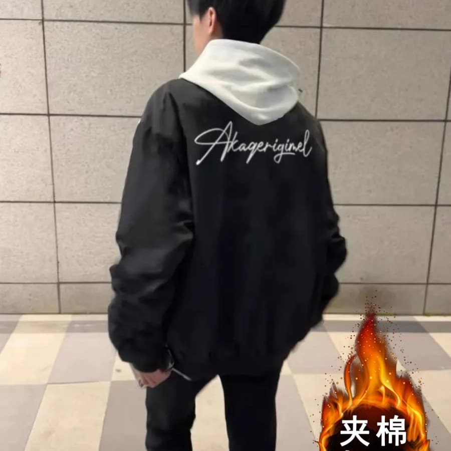 Vintage Black Pilot Jacket Men Spring Autumn New High Street Hip Hop Baseball Jacket Couple Outerwear