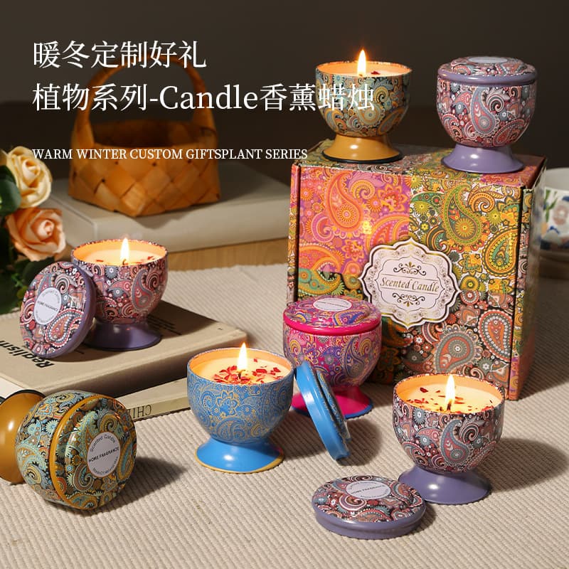 New Tin Can Scented Candle Soy Wax Indoor Smokeless Aromatherapy Candle Tinplate Can Fragrance Gift Goblet