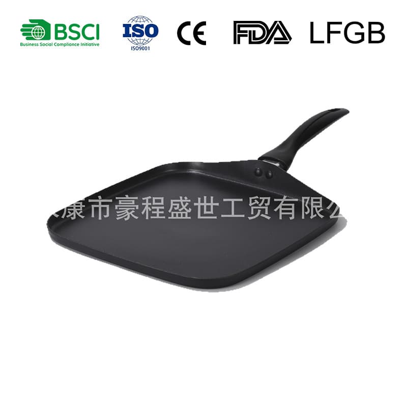 Cross-border new pizza pan aluminum square non-stick pan household Japanese style grilled fish pan with handle low frying pan