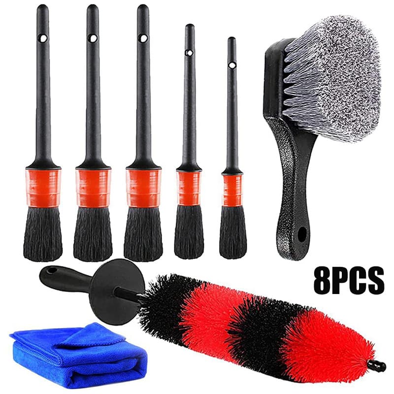 8-Piece Car Detailing Kit Tire And Wheel Cleaning Dirt Long Soft Wheel Brush Auto Home Plastic Cleaning Tools Set Speedy Brand