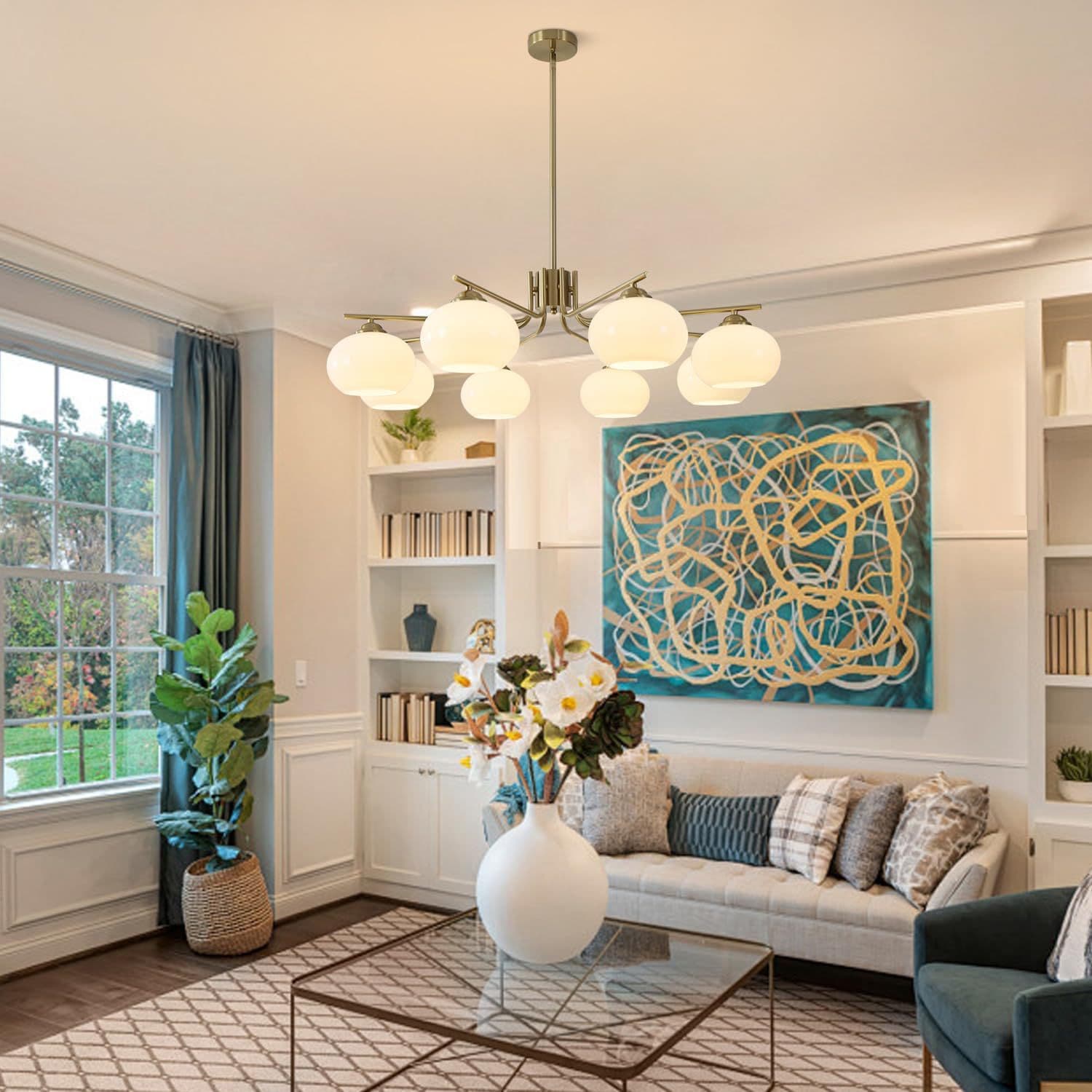 Cross-mirror popular cream living room chandelier modern simple Nordic light luxury internet celebrity restaurant persimmon chandelier magic bean lamp