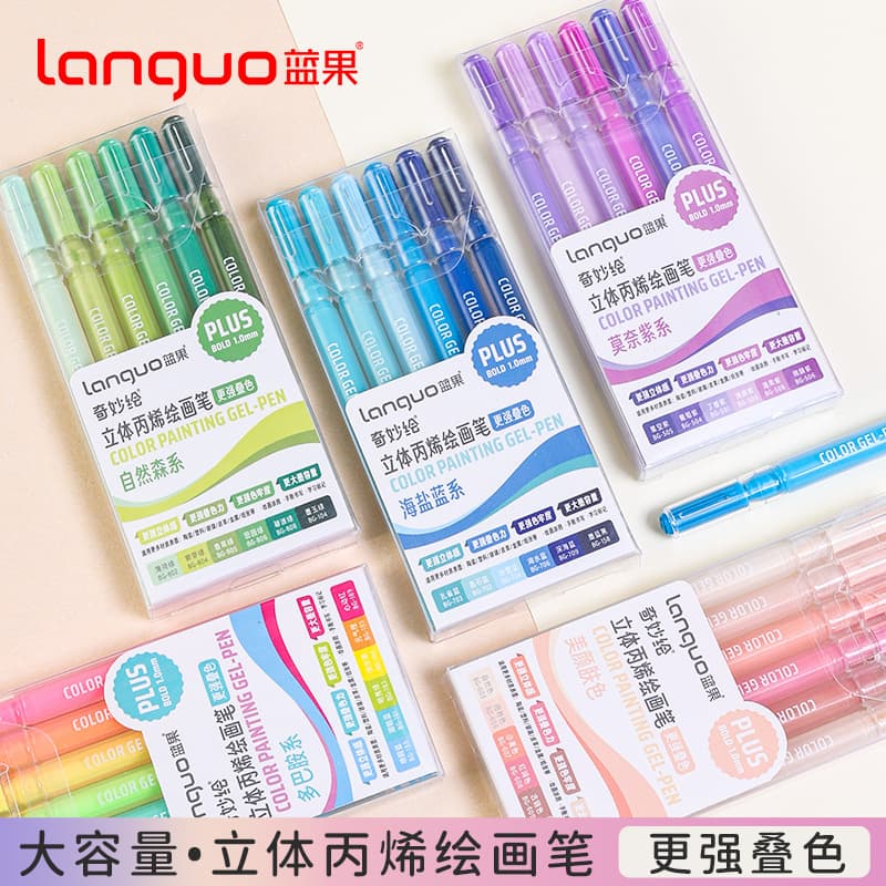 Blue Fruit 3D Acrylic Painting Pen Stackable Color Painting Hand Account Pen Student Art Large Capacity Marker Pen Watercolor Pen