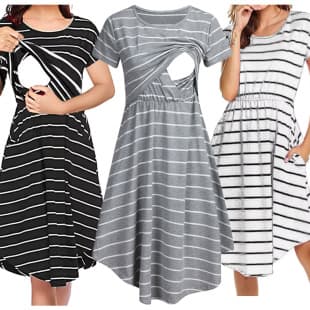 2025 Amazon AliExpress Hot Selling Striped Multi-Functional Maternity Dress Nursing Maternity Dress In Stock