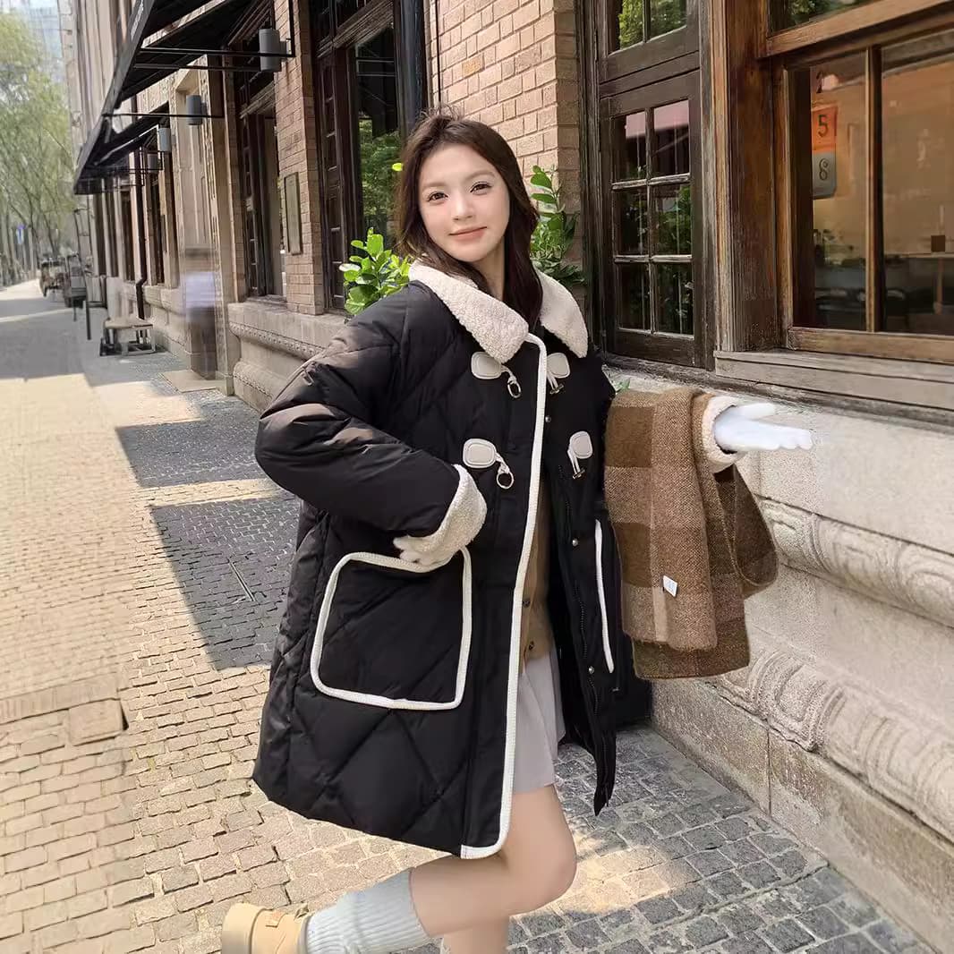 90% Duck Down Plus Size Women's Sheepskin Patchwork Down Jacket for 250 lbs Winter New Mid-Length Fat mm Coat