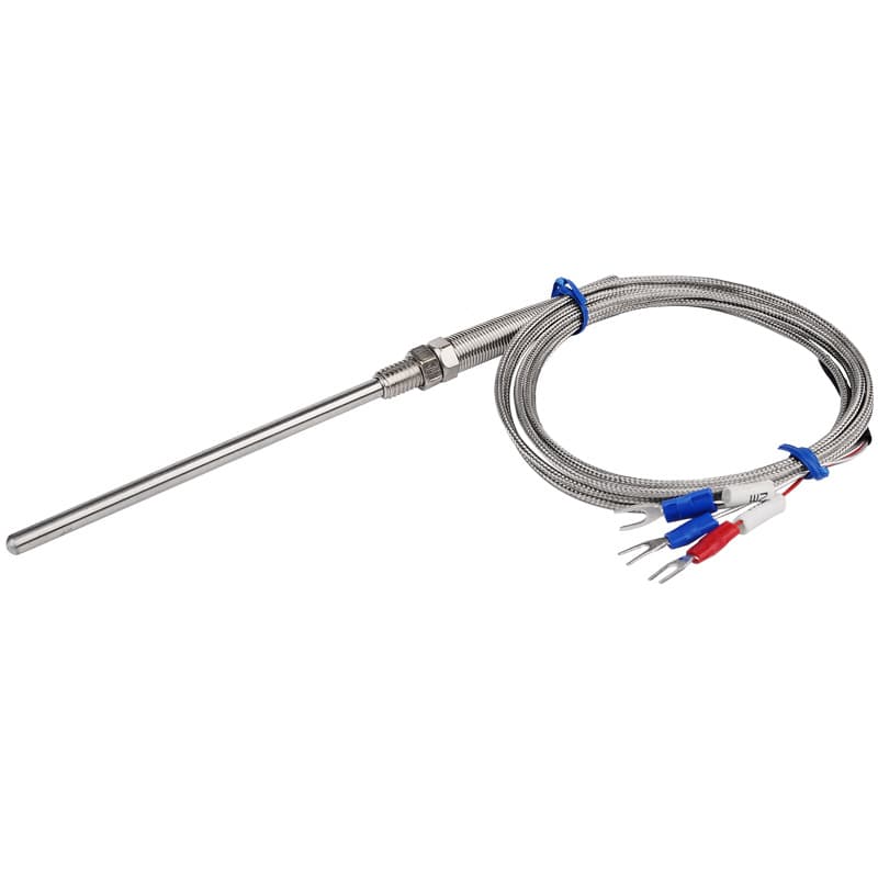 PT100 Thermistor Transmitter, Probe-Type with M8 Thread, Metal Shielded Wire Temperature Sensor