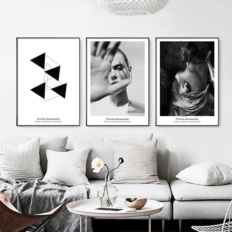 Black and White Creative Wall Art for Beauty Salon, Sexy Woman Painting for Entryway, Niche Figure Poster for Bedroom