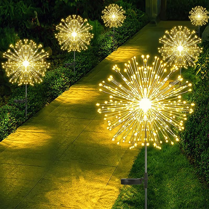 Cross-border Solar Ground Insert Firework Light New Outdoor Waterproof Lawn Light Garden Atmosphere Colorful Christmas Light