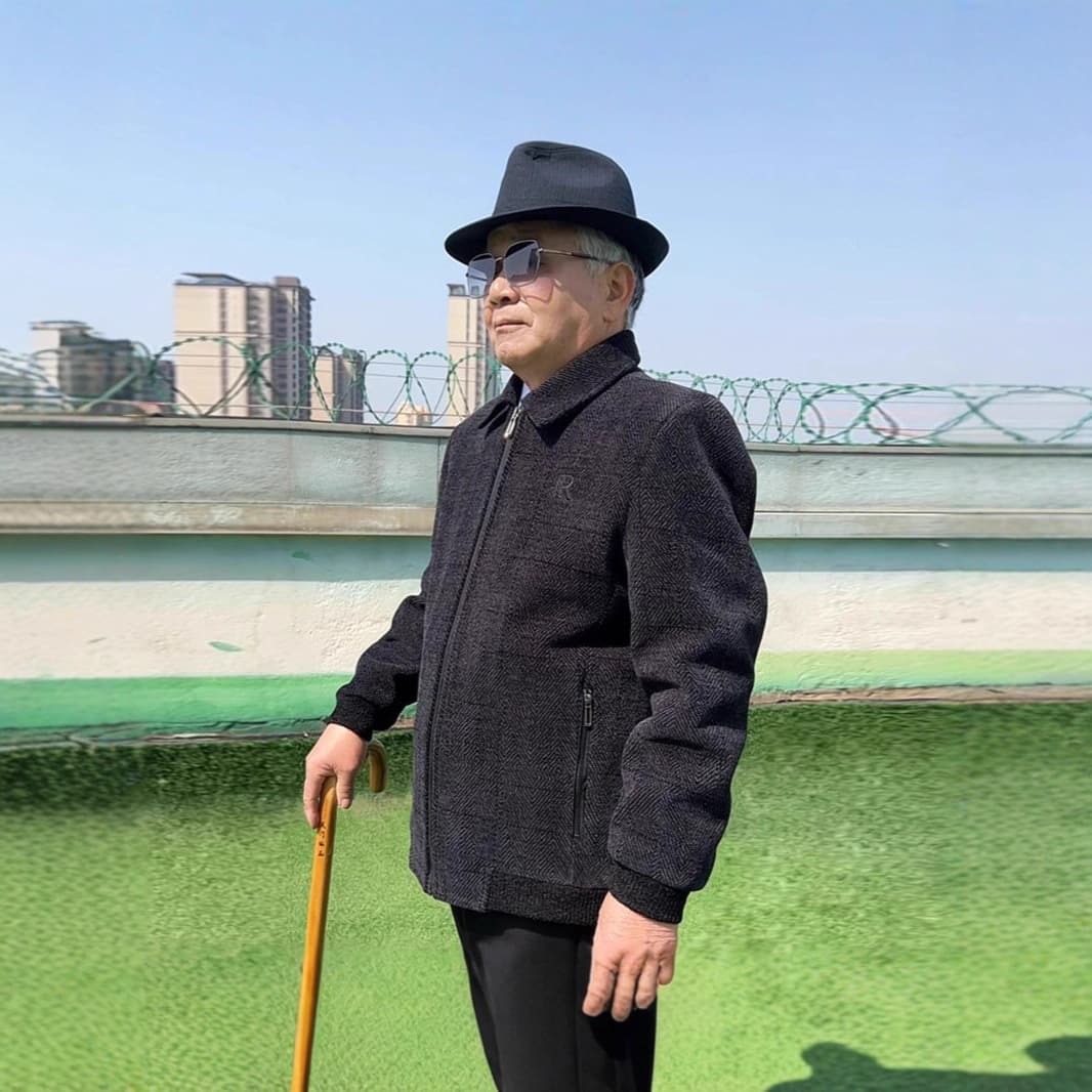 High-end middle-aged men's coat spring and autumn sherpa middle-aged and elderly casual dad outfit jacket grandpa spring top.
