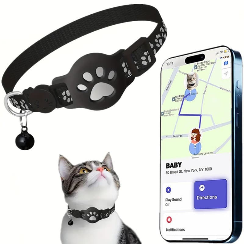 Pet Cat Locator Collar for iOS Waterproof Apple FindMy Tracker Reflective Collar