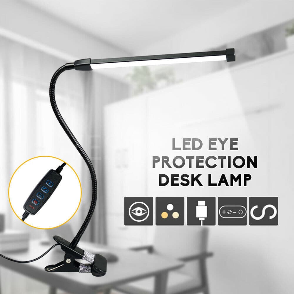 LED Desk Lamp for Student Dorm Bedroom Desktop Bedside Reading Eye-Caring Clip-On Small Lamp, Live Streaming Fill Light Table Lamp