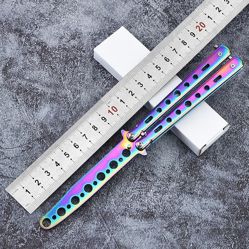 Cross-border high carbon steel butterfly knife unedged csgo butterfly knife practice knife outdoor training knife color folding knife